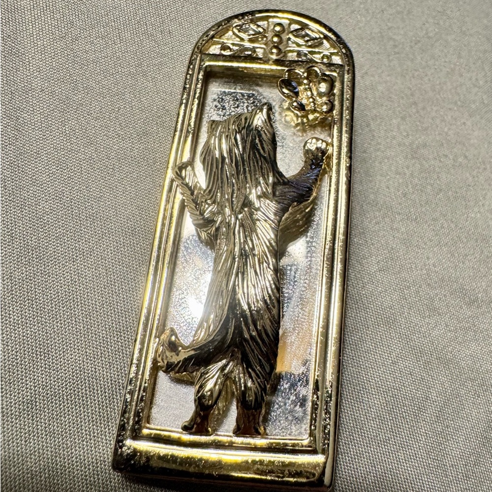 Adorable Vintage AJC cat & mirror brooch